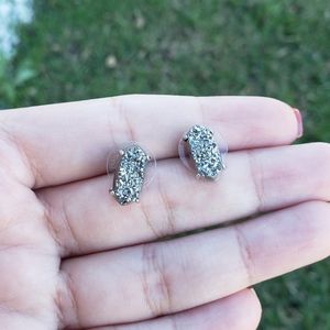 Kendra Scott Betty platinum drusy earrings EUC HTF rare